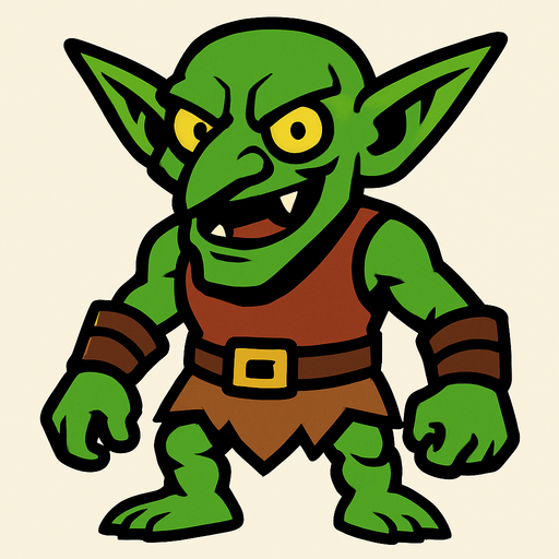 goblin.
In-Game asset.  2d.  High contrast.  No shadows