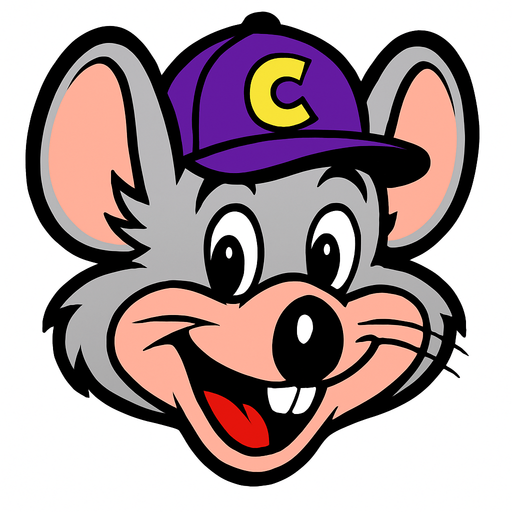 chuck e cheese head.
In-Game asset.  2d.  High contrast.  No shadows