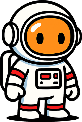 Cartoon bir astronot.
In-Game asset.  2d.  High contrast.  No shadows