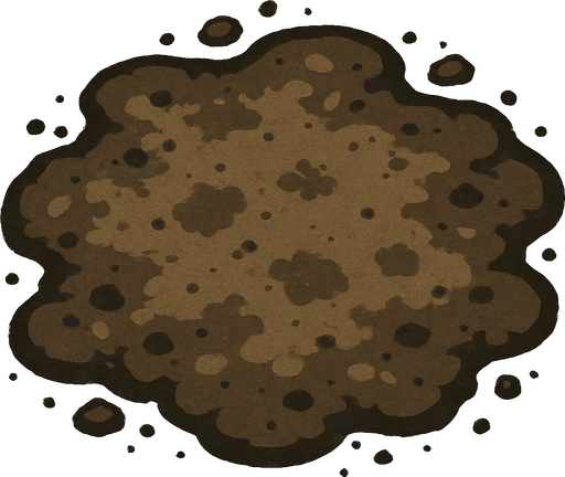 Make a dirty patch of dirt.
In-Game asset.  2d.  High contrast.  No shadows
