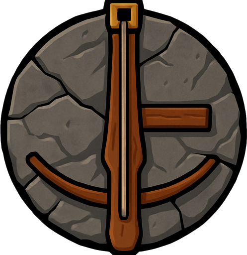 Circle of rock. The turret is a crossbow with no bow on it, only the base.