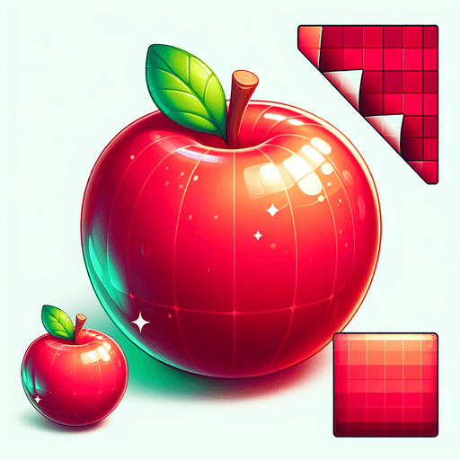 apple fruit.
Single Game Texture.  In-Game asset.  2d.  Blank background.  High contrast.  No shadows