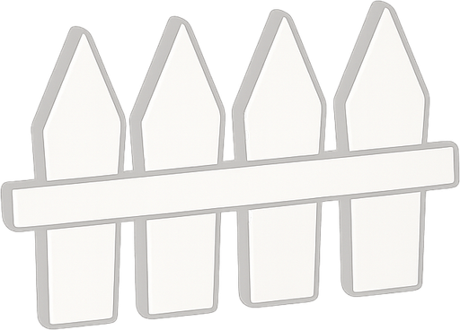 White garden fence. No background. Transparent background. Blank background. No shadows. 2d. In-Game asset. flat
