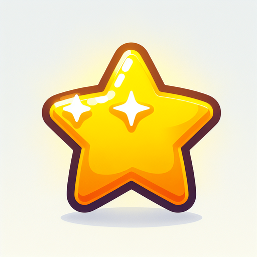 a bright yellow shiny cute star.
Single Game Texture. In-Game asset. 2d. Blank background. High contrast. No shadows.