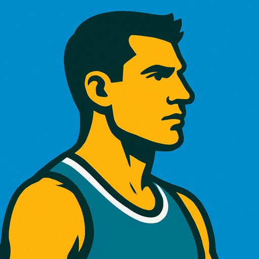 Profile photo of an athlete man.
In-Game asset.  2d.  High contrast.  No shadows