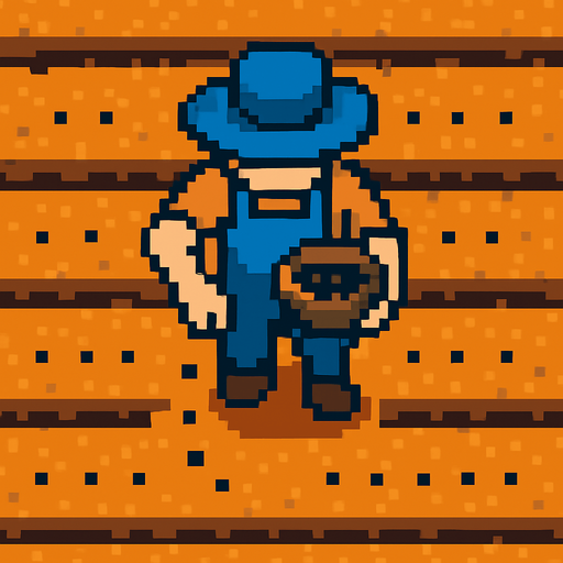 Seeding 2d pixilated topdown.
In-Game asset.  2d.  High contrast.  No shadows