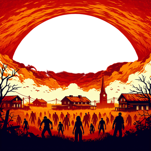 Orange coved sky for the zombie infested town.
Single Game Texture. In-Game asset. 2d. Blank background. High contrast. No shadows.