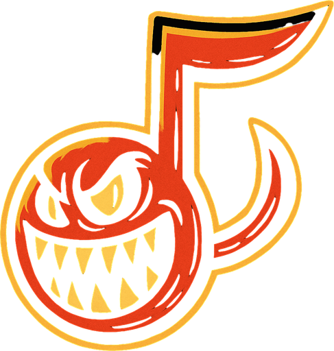 müzik notası olsun gözü ve keskin dişleri olsun.
In-Game asset.  2d.  High contrast.  No shadows