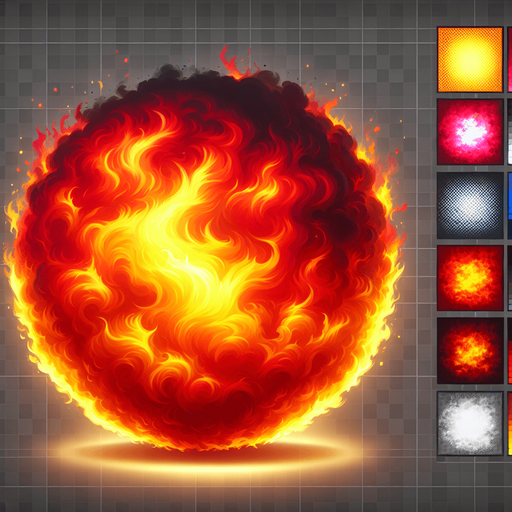 Fireball.
Single Game Texture. In-Game asset. 2d. Blank background. High contrast. No shadows.