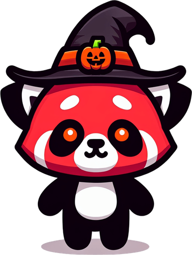 Give to the red panda a halloween hat..
Single Game Texture. In-Game asset. 2d. Blank background. High contrast. No shadows.