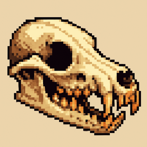 2d pixel art high quality wold skull.
In-Game asset.  2d.  High contrast.  No shadows