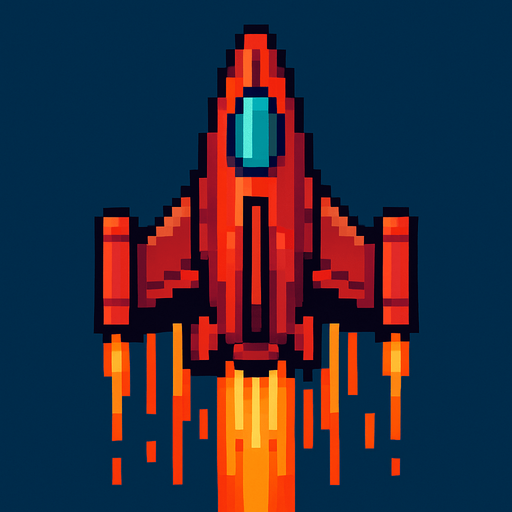 Пиксельный корабль с видом сверху олицетворяющий скорость.
In-Game asset.  2d.  High contrast.  No shadows