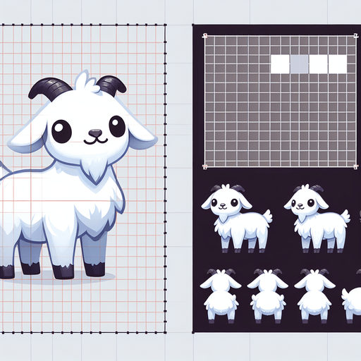 White goat.
Single Game Texture.  In-Game asset.  2d.  Blank background.  High contrast.  No shadows