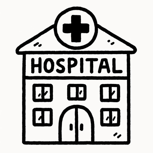 hospital but doodle style.
In-Game asset.  2d.  High contrast.  No shadows