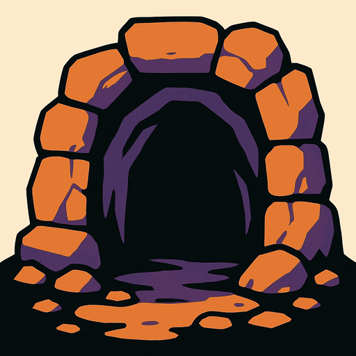 mağara girişi.
In-Game asset.  2d.  High contrast.  No shadows