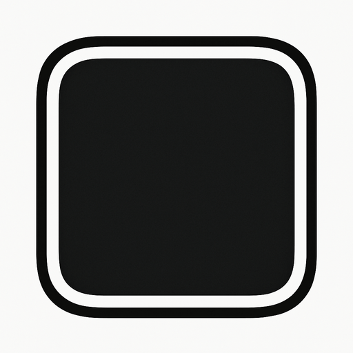Curved dark gray square with a white outline.
In-Game asset.  2d.  High contrast.  No shadows