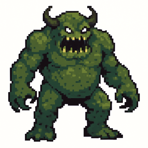 monster giant, pixel art, no background.
In-Game asset.  2d.  High contrast.  No shadows