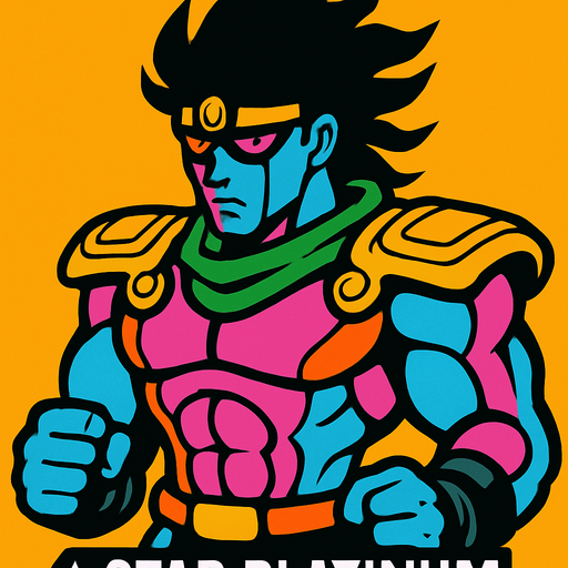 Star platinum 
jojo.
In-Game asset.  2d.  High contrast.  No shadows