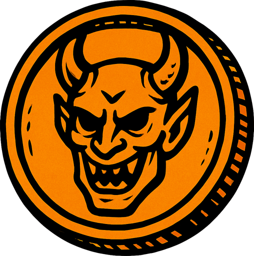 hell coin.
In-Game asset.  2d.  High contrast.  No shadows