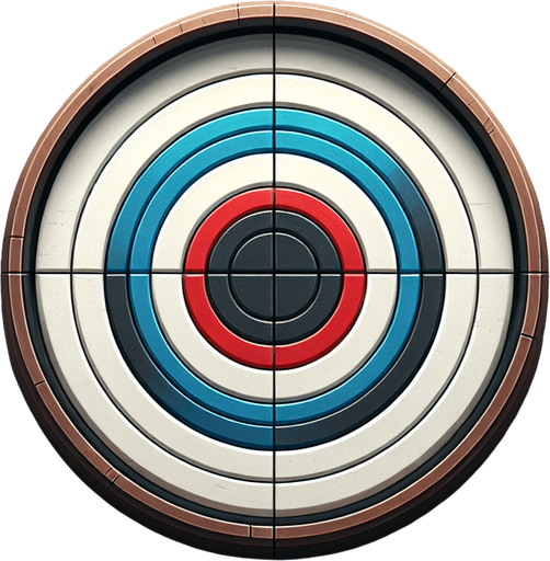 Is a top-down circular image, ideally 60–70 pixels in diameter.

Has a realistic or slightly stylized design (classic carrom striker look).

Has a white outer ring, with either a red, blue, or black inner design..
Single Game Texture.  In-Game asset.  2d.  Blank background.  High contrast.  No shadows