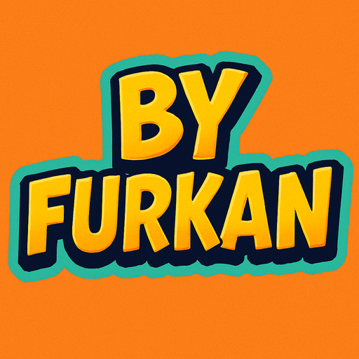 üzerinde by furkan yazan bir yazı.
In-Game asset.  2d.  High contrast.  No shadows