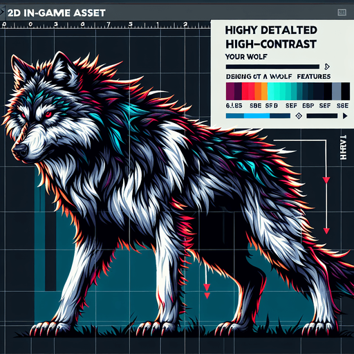 wolf.
Single Game Texture.  In-Game asset.  2d.  Blank background.  High contrast.  No shadows