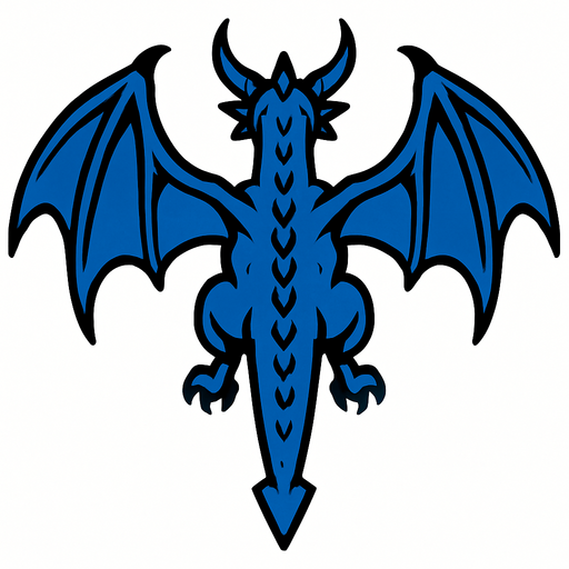 blue flyng wyvern dragon back view.
In-Game asset.  2d.  High contrast.  No shadows