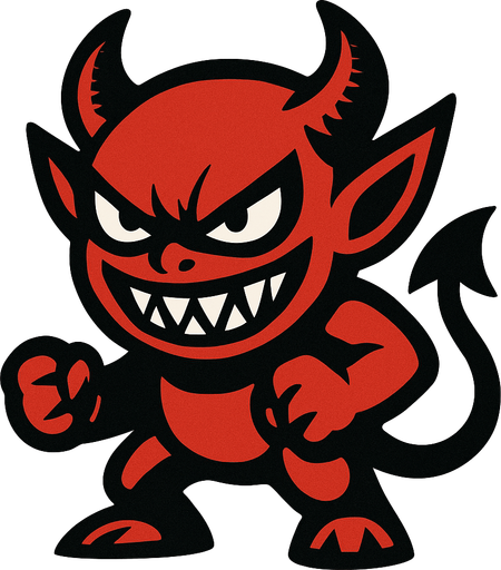Make a mascot evil creature.
In-Game asset.  2d.  High contrast.  No shadows