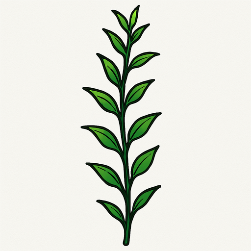a long, thin plant.
In-Game asset.  2d.  High contrast.  No shadows