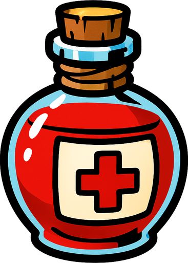 Draw a health elixir..
In-Game asset.  2d.  High contrast.  No shadows