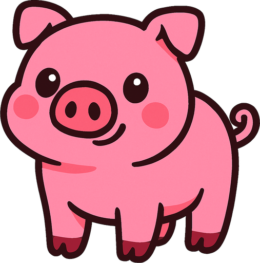 tatlı bir pembe domuz.
In-Game asset.  2d.  High contrast.  No shadows