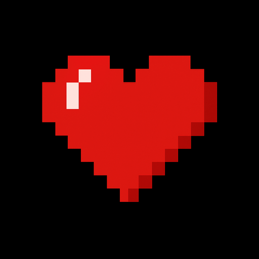 red heart 8-bit mario.
In-Game asset.  2d.  High contrast.  No shadows