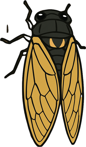 gambar 2d anime cicada hinggap di batang besar lebar pohon.
In-Game asset.  2d.  High contrast.  No shadows
