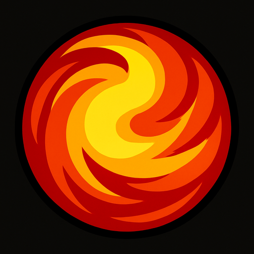 red and yellow mix orb.
In-Game asset.  2d.  High contrast.  No shadows