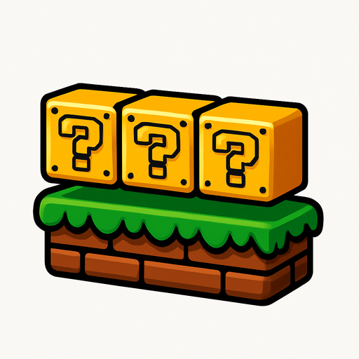 super mario themed jumping platform with "?" signs.
In-Game asset.  2d.  High contrast.  No shadows