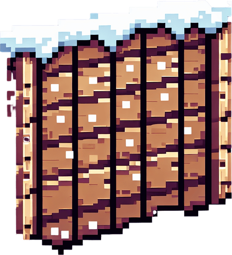 pixel art of a wooden board covered in snow.
Single Game Texture. In-Game asset. 2d. Blank background. High contrast. No shadows.