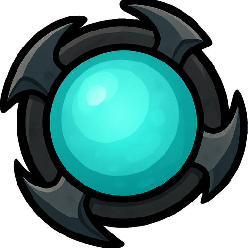 A circle of steel simulate claws. The turret is a cyan glowing orb