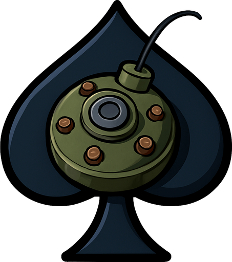 Just the spade from this image with a land mine in the center of it.