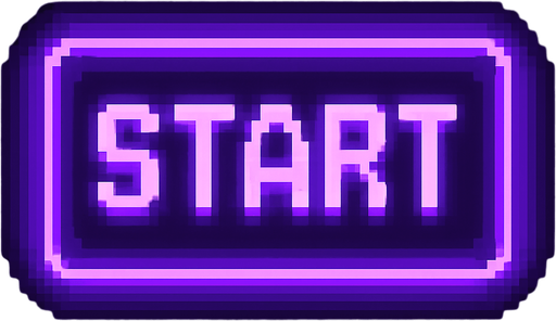 A single rectangular pixel art button labeled “Start” in a purple neon tone, designed for a lo-fi rhythm-based pixel art game. The button has soft glowing edges, a subtle pixel shadow, and a clean 1-bit pixel font. The overall mood is cozy and dreamy, matching a neon-lit DJ studio aesthetic. The background should be transparent..
In-Game asset.  2d.  High contrast.  No shadows