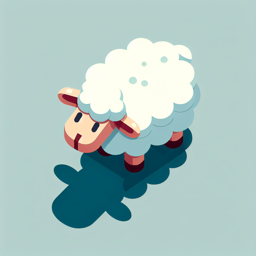 sheep, top view, cartoon style.
Single Game Texture. In-Game asset. 2d. Blank background. High contrast. No shadows.
