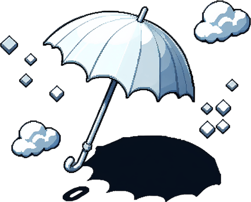 white umbrella.
Single Game Texture. In-Game asset. 2d. Blank background. High contrast. No shadows.