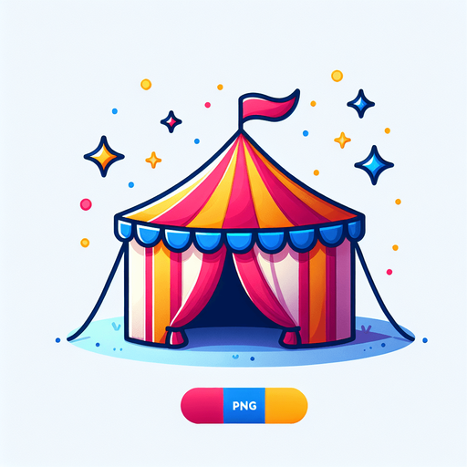 circus tent png image.
Single Game Texture.  In-Game asset.  2d.  Blank background.  High contrast.  No shadows