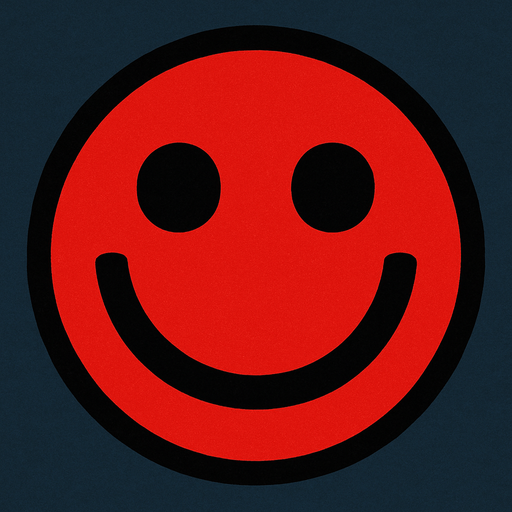 Red smiley face.
In-Game asset.  2d.  High contrast.  No shadows