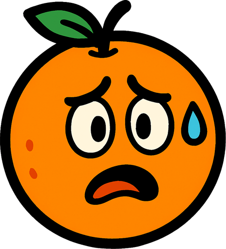 Naranja cute preocupada.
In-Game asset.  2d.  High contrast.  No shadows