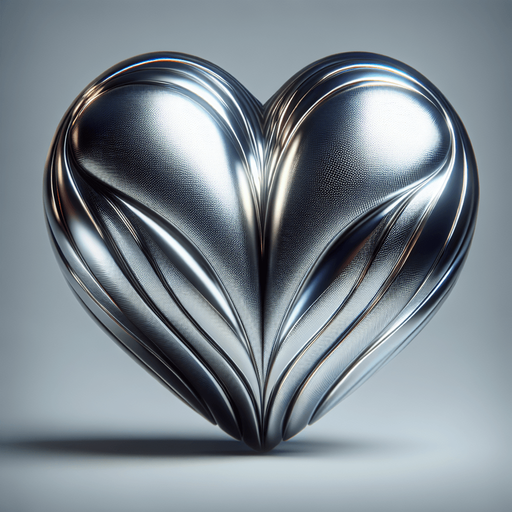 face view of a big silver heart