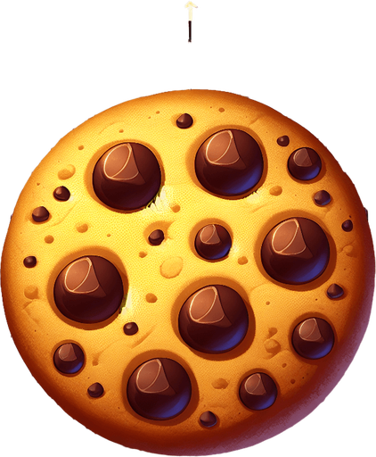 Chocolate chip cookie.
Single Game Texture.  In-Game asset.  2d.  Blank background.  High contrast.  No shadows