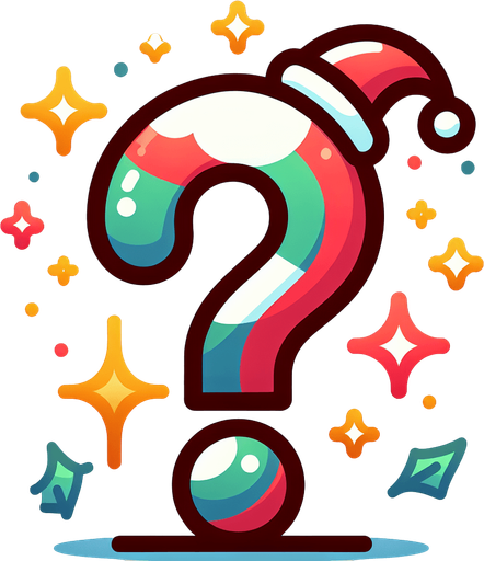 cartoon christmas inspired question mark
Single Game Texture. In-Game asset. 2d. Blank background. High contrast. No shadows.