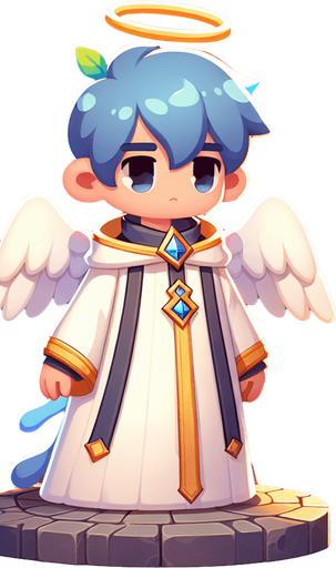 Un slime angelical RPG con estilo suave y simple.
Single Game Texture.  In-Game asset.  2d.  Blank background.  High contrast.  No shadows