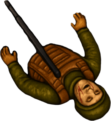 make soldier laying in with belly up dead