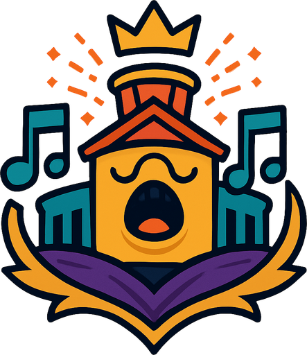 RoyalCrest de una Sala de Conciertos Viviente.
In-Game asset.  2d.  High contrast.  No shadows